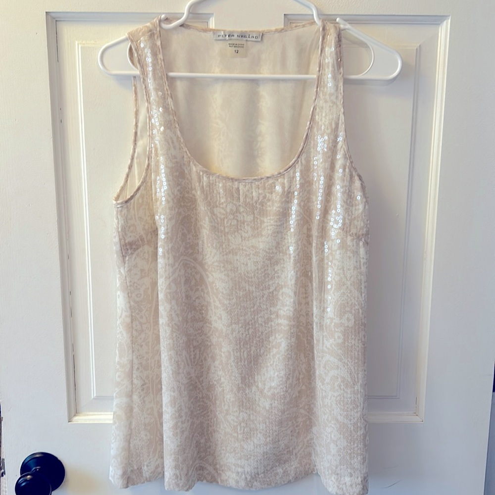 Peter nygard sequin top cream colored NWT size 12
